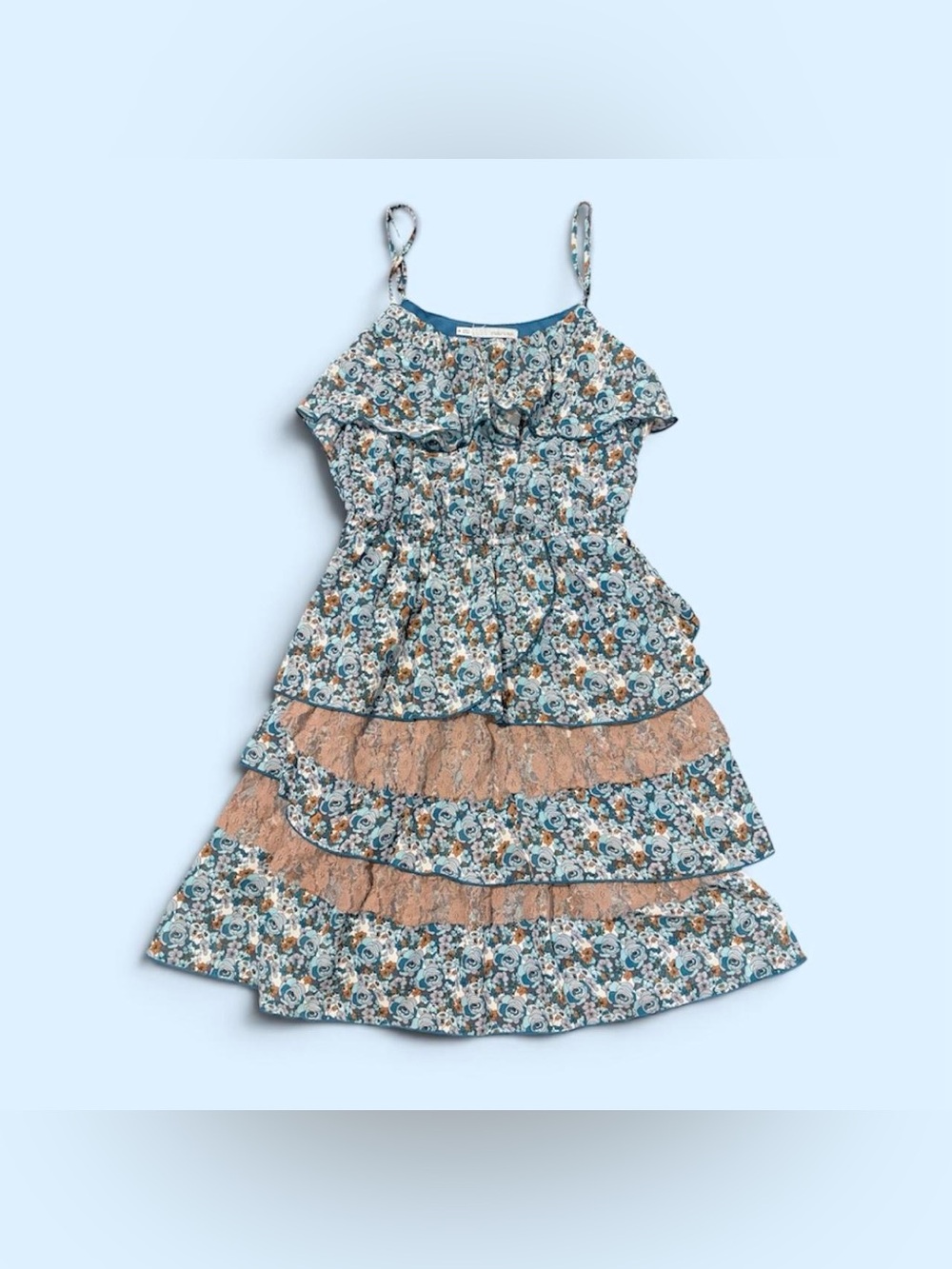 Maurice’s Blue Floral Tiered Lace-Trim Women’s Size Medium Dress